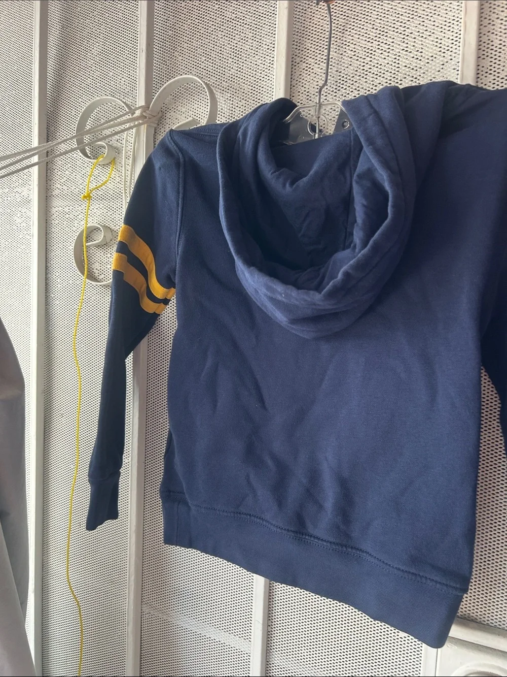 Ralph Lauren Navy Polo Bear Hoodie with Yellow Sleeve Stripes